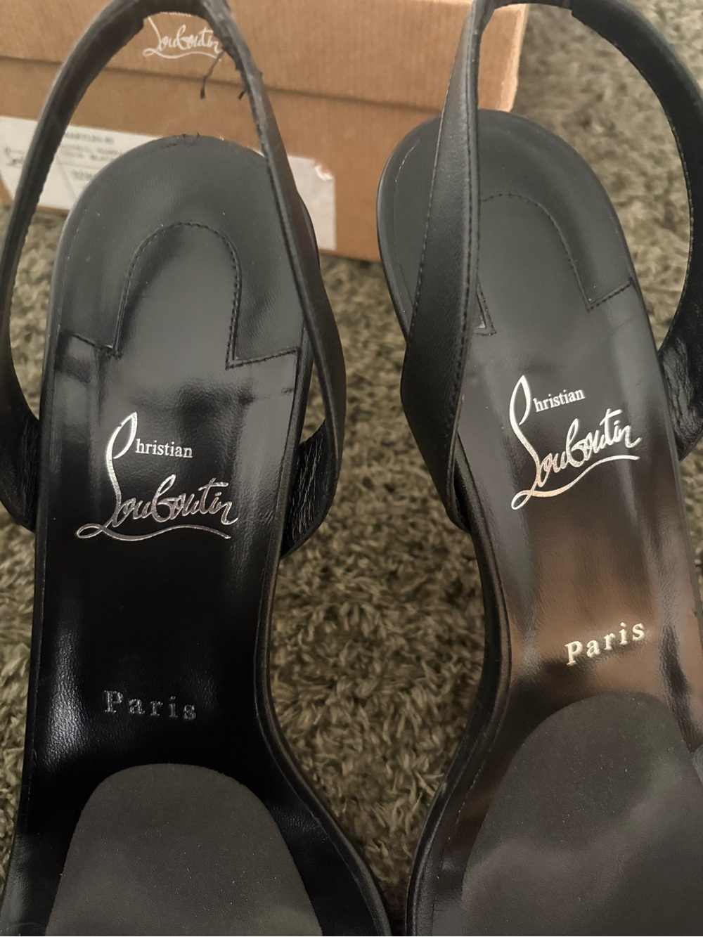 Christian Louboutin Black Marylin 85 Leather Slingback Heels - Picture 7 of 13